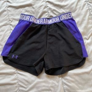 Under Armour black and purple shorts